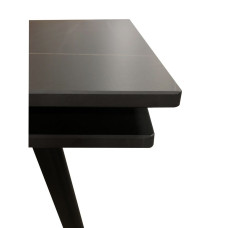 HUGO (Х'юго) LOFTY BLACK, Стіл, чорна матова кераміка, чорні металеві ніжки. Розмір:1400(+300+300)x820x750 мм
