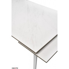 KEEN JALAM WHITE (Кін Джелем Вайт) Стіл, біла глянцева кераміка, білі ноги. Розмір: 1600(+400+400)*900*760 мм