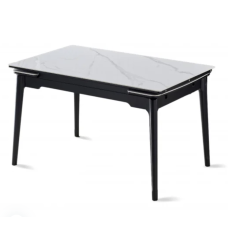 Стіл BONN II CERAMIC 140(200)*90 білий глянець/чорний каркас (фото 2)