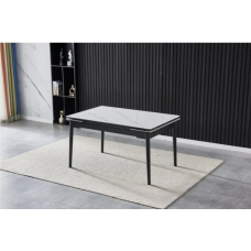 Стіл BONN II CERAMIC 140(200)*90 білий глянець/чорний каркас