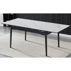 Стіл BONN II CERAMIC 140(200)*90 білий глянець/чорний каркас (фото 5)