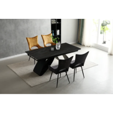 Стіл WILLIAM CERAMIC 180(260)*90 піщаний камінь мат/чорний каркас (фото 2)