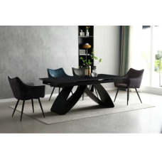 Стіл WILLIAM CERAMIC 180(260)*90 піщаний камінь мат/чорний каркас (фото 3)