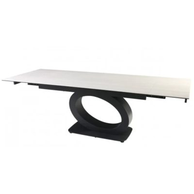 Стіл OVIDIO CERAMIC 160(240)*90 білий дуб/чорний каркас