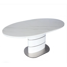 Стіл SANREMO CERAMIC 140(180)*80 білий ефект мармуру/білий глянець (фото 2)