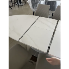 Стіл SANREMO CERAMIC 140(180)*80 білий ефект мармуру/білий глянець (фото 6)