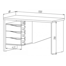 Письмовий стіл CONNECT 4 L SK (130×62×78,6 см, дуб кремона котта / стоун беж)