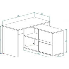 Письмовий кутовий стіл TWIN DA 120×60 (дуб артизан / антрацит)