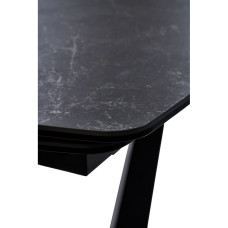 ELVI (ЕЛВІ) BLACK MARBLE СТІЛ РОЗКЛАДНИЙ, чорна матова кераміка, чорні металеві ніжки. Розмір: 1200(+300+300)x800x760 мм (фото 8)