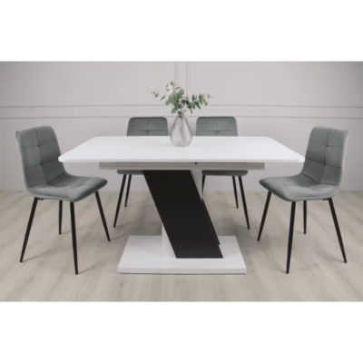 Обідній розкладний стіл Carvelo 140(180)×80 Білий Аляска / Чорний Уніколор