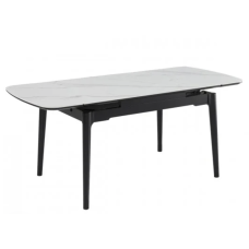 Стіл DUBLIN CERAMIC 120(180)×80 (білий мат / чорний каркас)