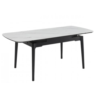 Стіл DUBLIN CERAMIC 120(180)×80 (білий мат / чорний каркас)