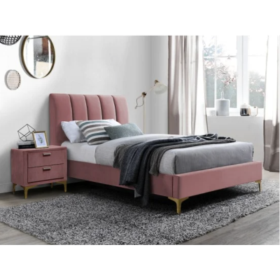 Односпальне ліжко MIRAGE VELVET 90×200 (антична рожа / золото, TAP.185) 