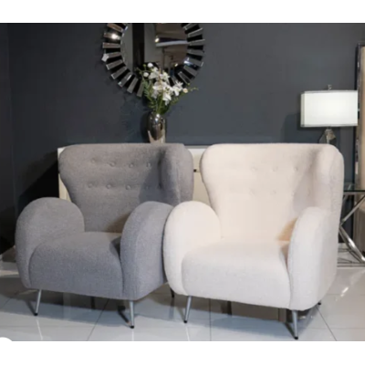 Крісло Каміла (сіре, тканина, 83×88×86 см, металеві ніжки срібло)