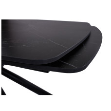 PALERMO (ПАЛЄРМО) BLACK MARBLE СТІЛ, чорна матова кераміка, чорні металеві ніжки. Розмір: 1400(+300+300)x900x760 мм