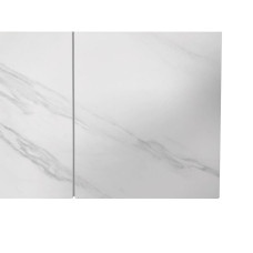 HUGO (Х'ЮГО) CARRARA WHITE, СТІЛ РОЗКЛАДНИЙ, біла матова кераміка, білі металеві ніжки. Розмір:1400(+300+300)x820x750 мм (фото 2)